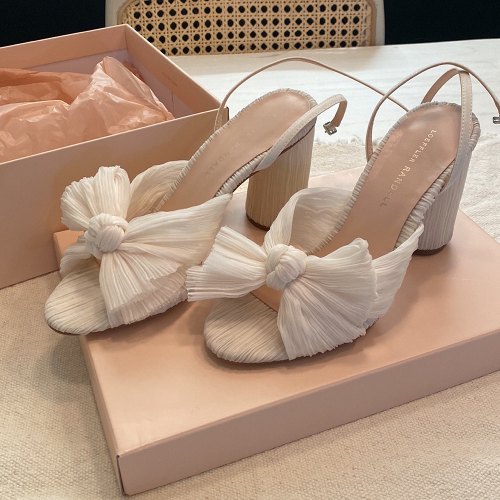 Loeffler Randall Camellia Pearl Pleated Bow Heel